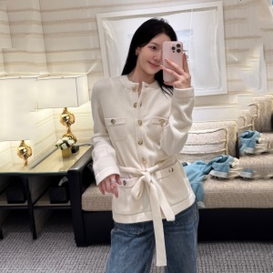 9a++ quality chanel belted cashmere cardigan